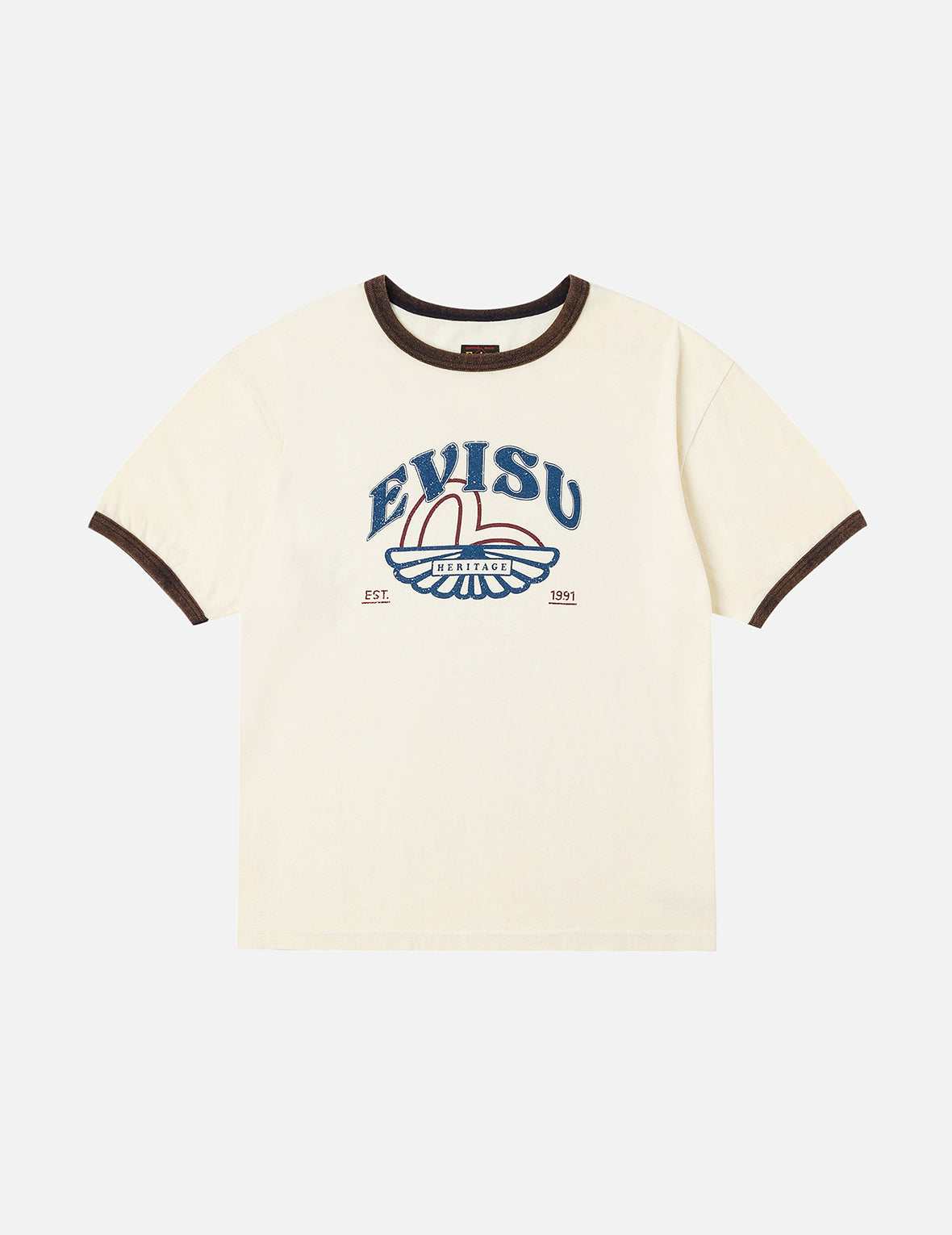 Washed Seagull and Logo Print Regular Fit Ringer T-shirt